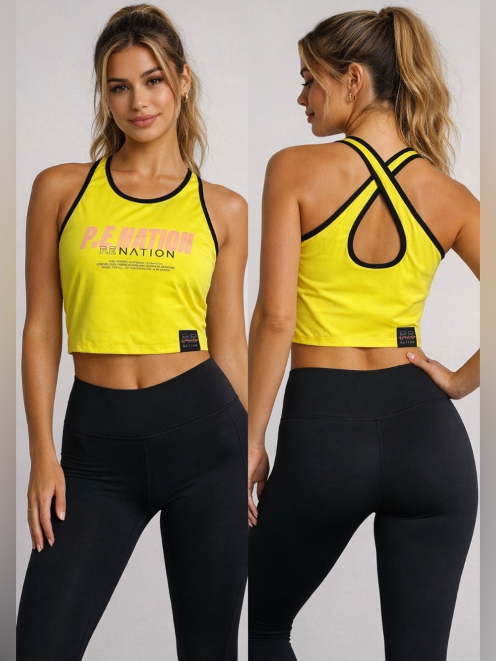 P.E Nation Yellow Crop Sports Tank with Black Trim 💛🖤